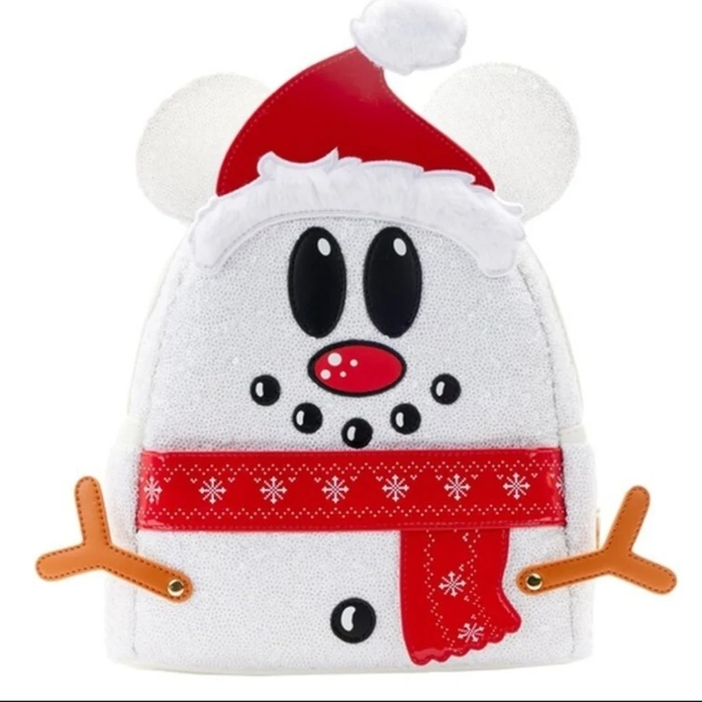 Loungefly Mickey Mouse Disney Sequin Snowman Mini Backpack NEW